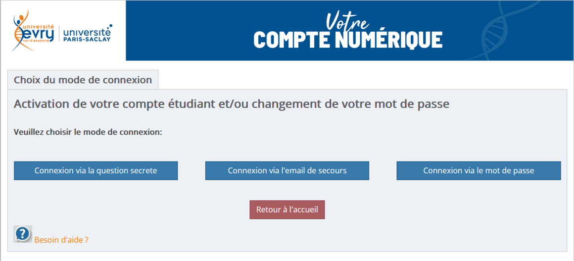 Interface du service Mon Compte